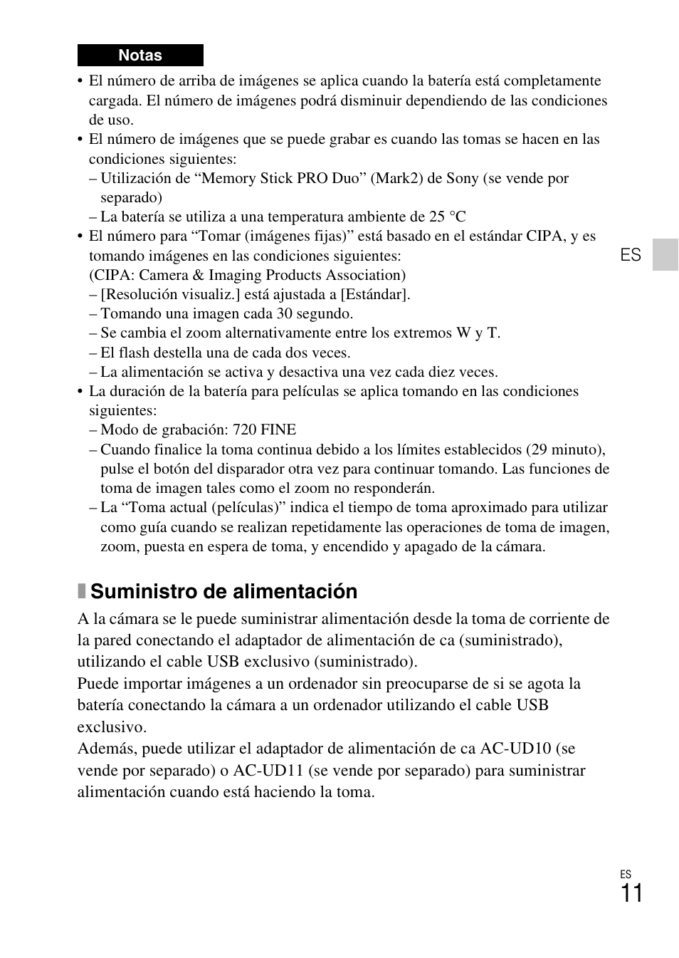 Xsuministro de alimentación | Sony DSC-W730 User Manual | Page 39 / 60