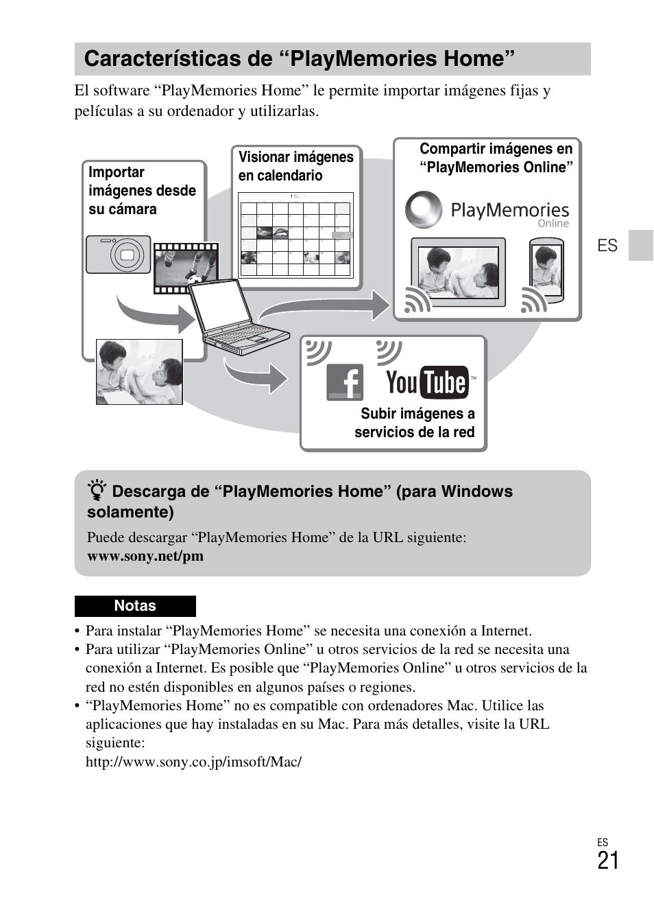 Características de “playmemories home | Sony DSC-W730 User Manual | Page 49 / 60