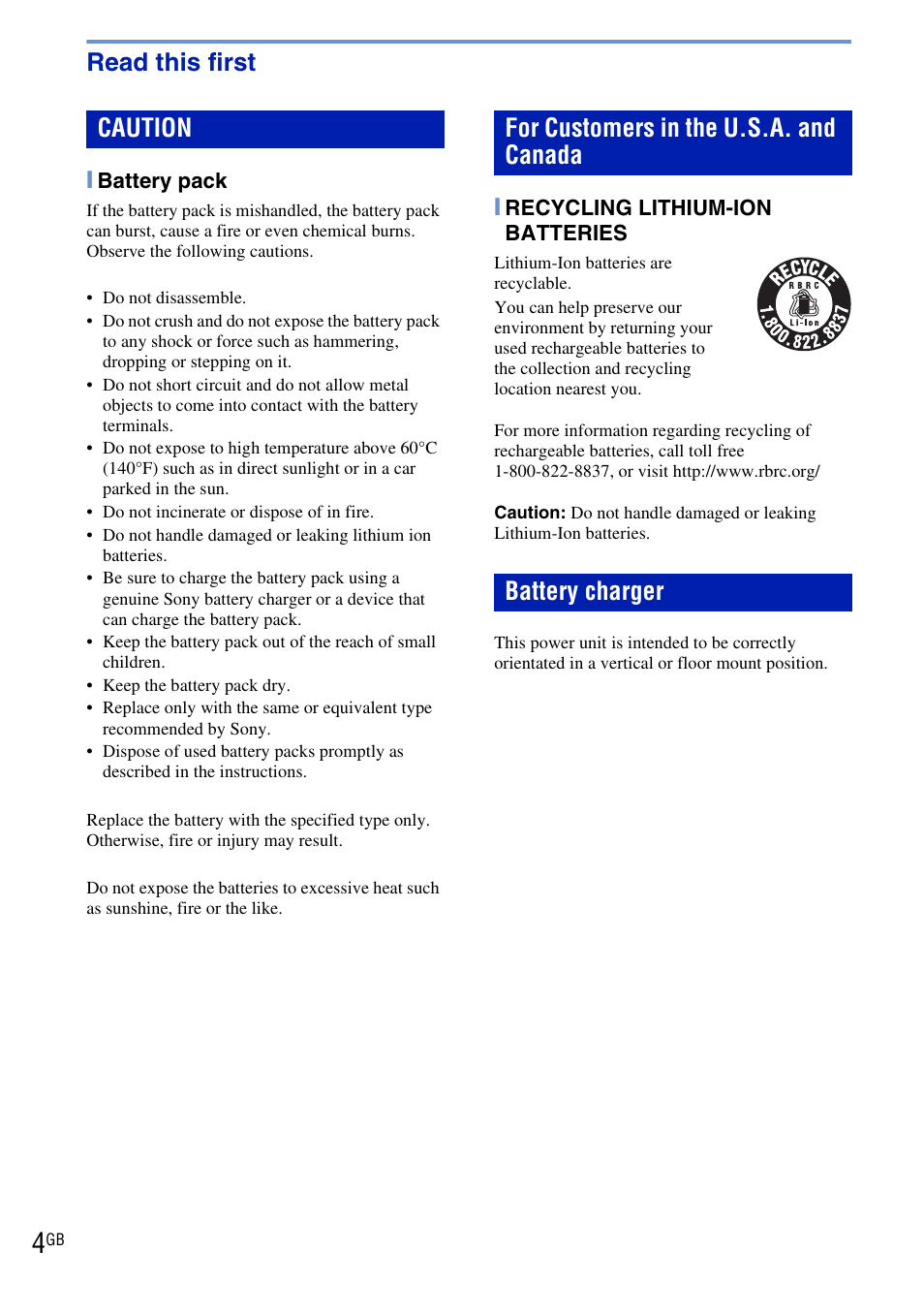Read this first | Sony DSC-T900 User Manual | Page 4 / 124