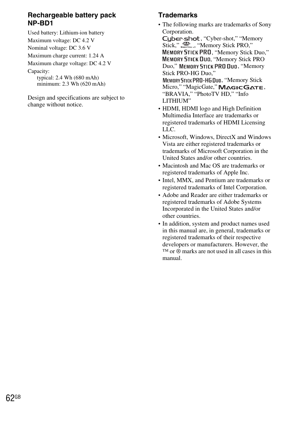 Sony DSC-T900 User Manual | Page 62 / 124