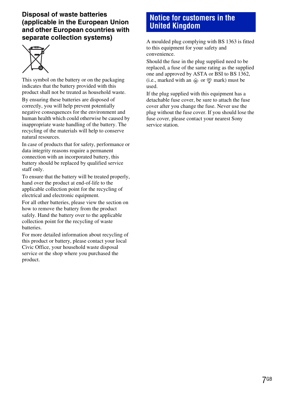 Notice for customers in the united kingdom | Sony DSC-T900 User Manual | Page 7 / 124