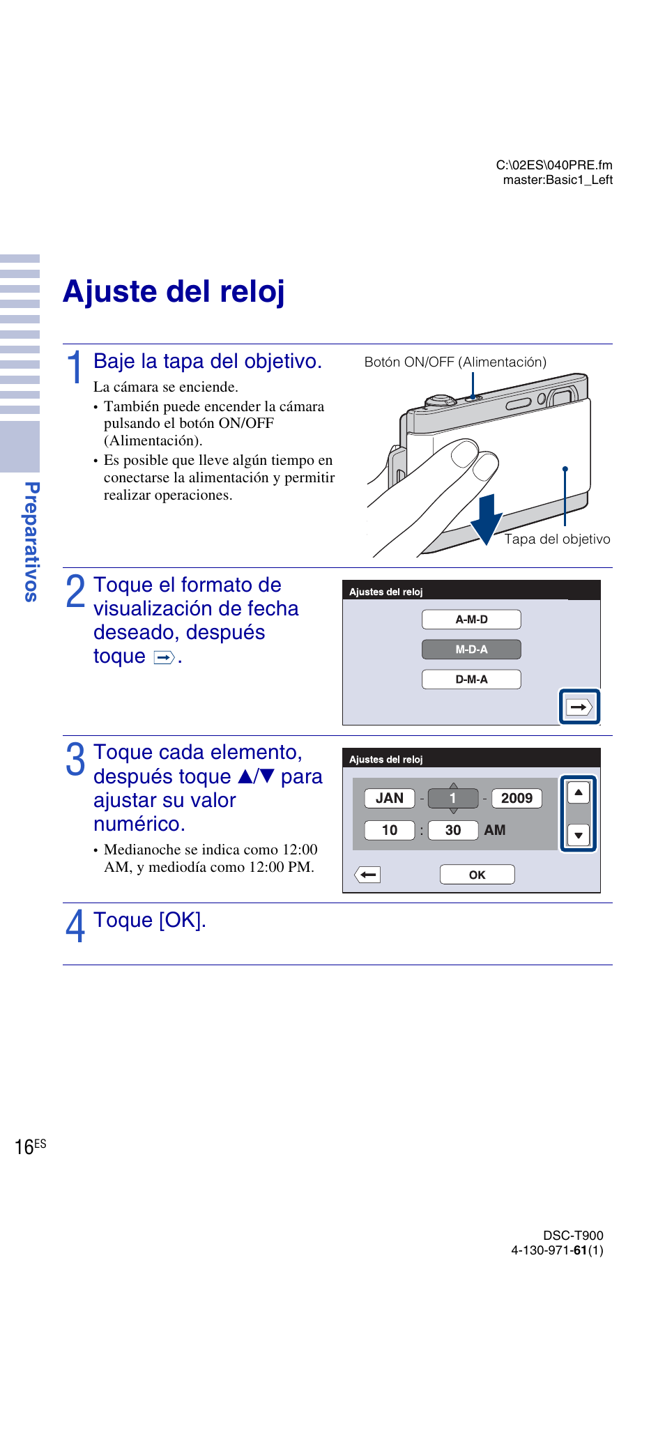 Ajuste del reloj | Sony DSC-T900 User Manual | Page 78 / 124
