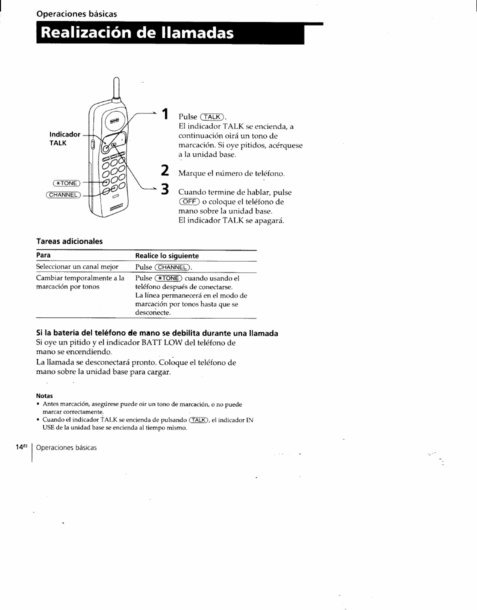 Operaciones básicas, Realización de llamadas | Sony SPP-930 User Manual | Page 39 / 54