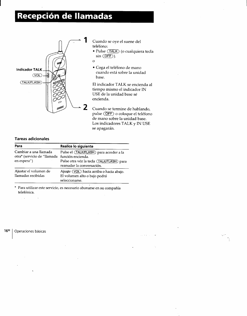 Tareas adicionales, Recepción de llamadas | Sony SPP-930 User Manual | Page 41 / 54