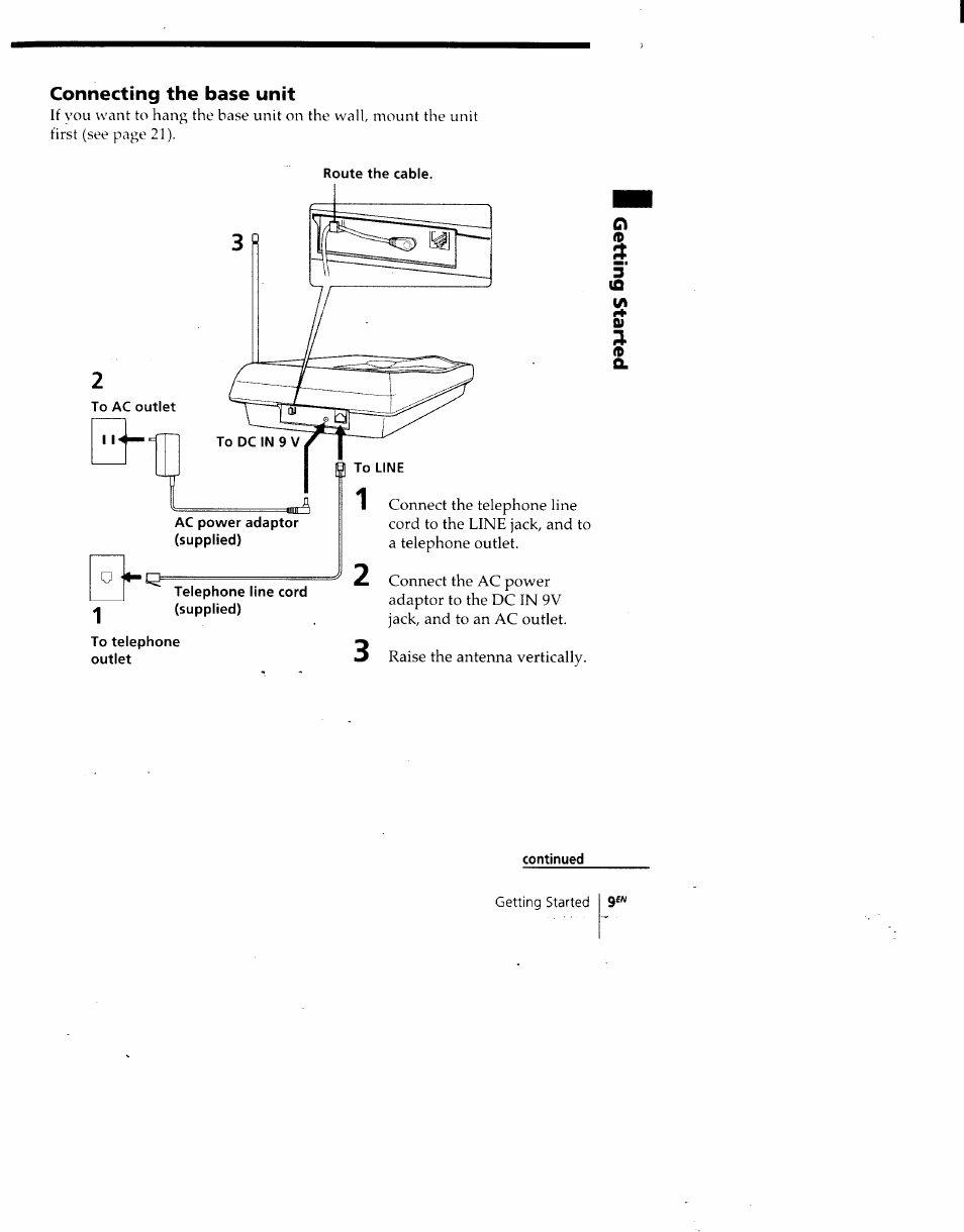 Connecting the base unit | Sony SPP-930 User Manual | Page 9 / 54