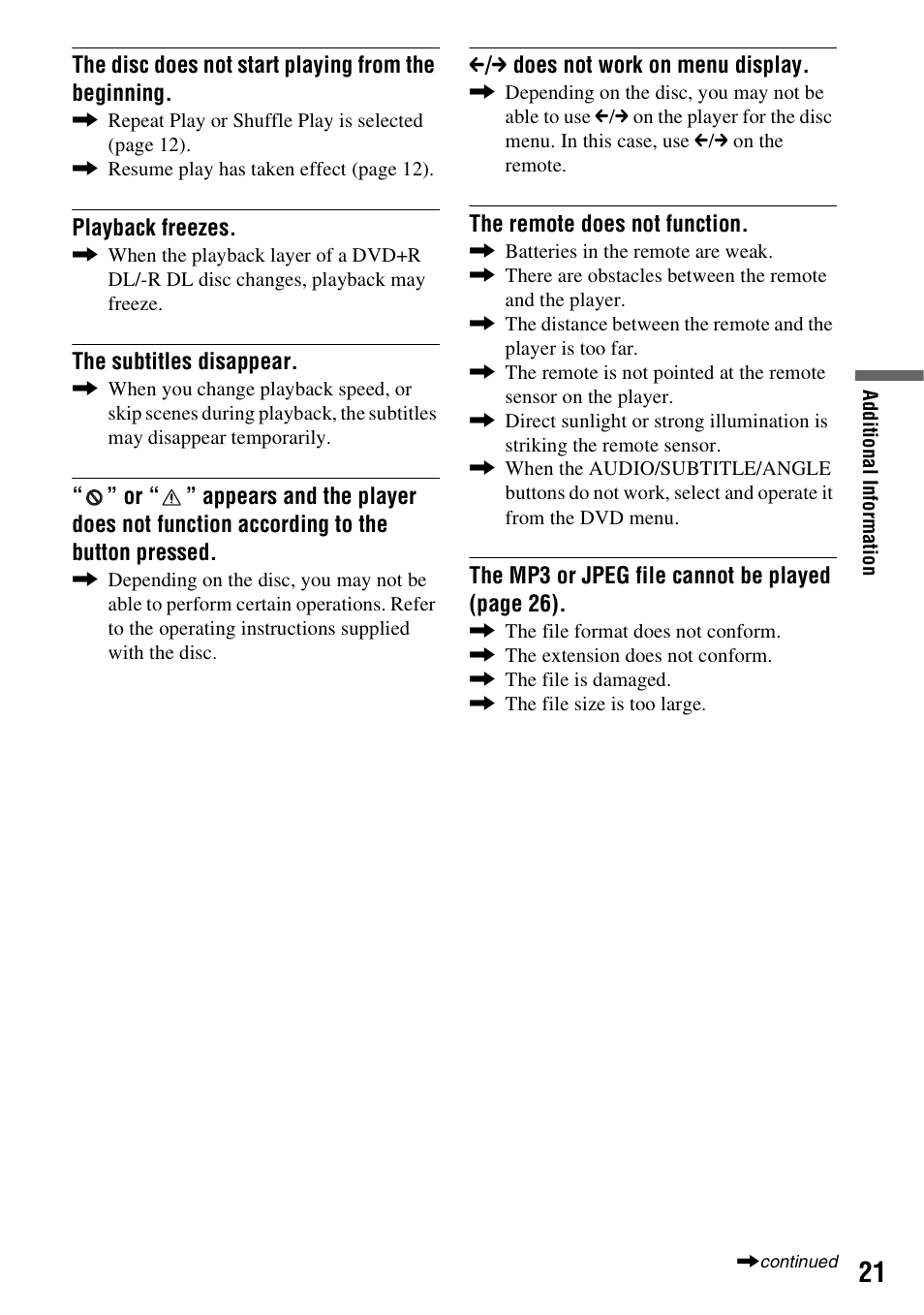 Sony DVP FX750 User Manual | Page 21 / 36