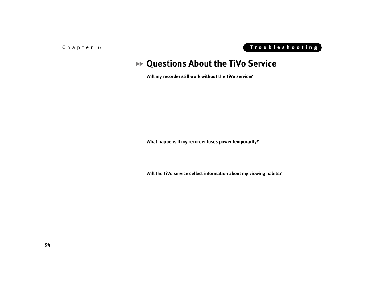 Questions about the tivo service | Sony SVR-2000 User Manual | Page 101 / 107