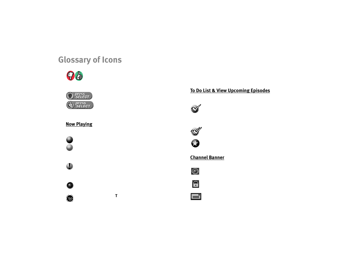 Glossary of icons | Sony SVR-2000 User Manual | Page 106 / 107