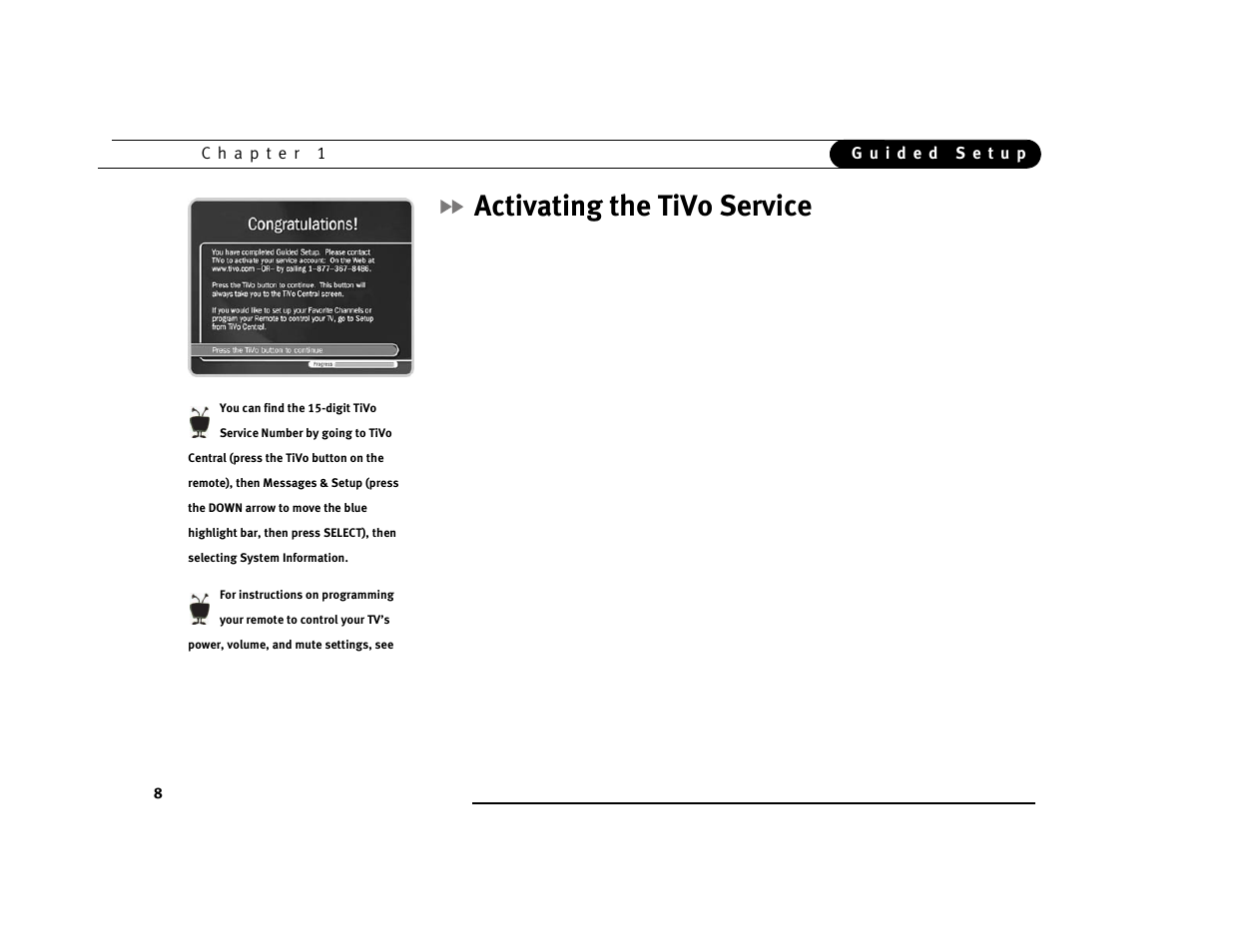 Activating the tivo service | Sony SVR-2000 User Manual | Page 15 / 107