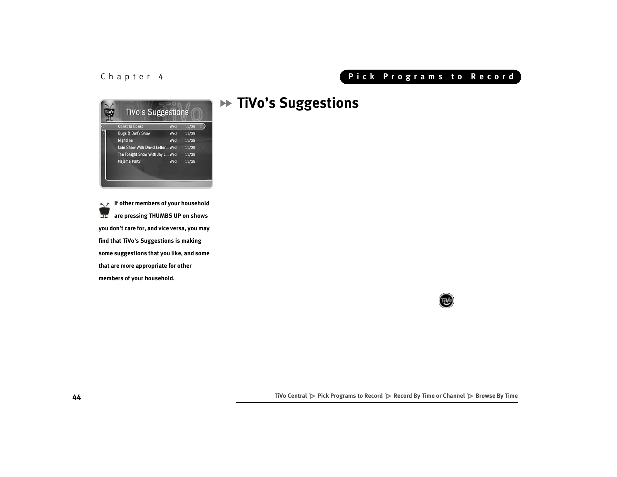 Tivo’s suggestions | Sony SVR-2000 User Manual | Page 51 / 107