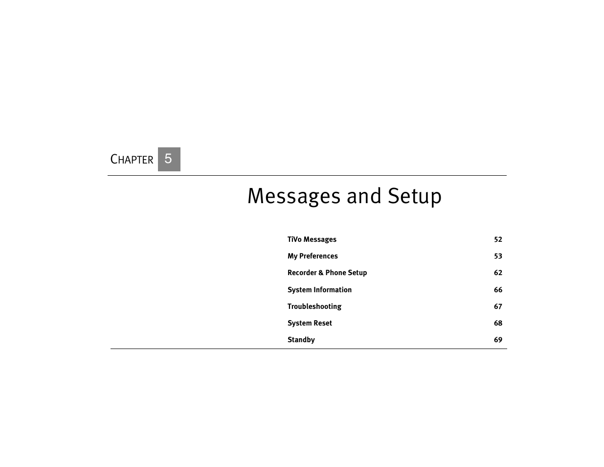 Messages and setup, Er 5: messages and setup | Sony SVR-2000 User Manual | Page 58 / 107