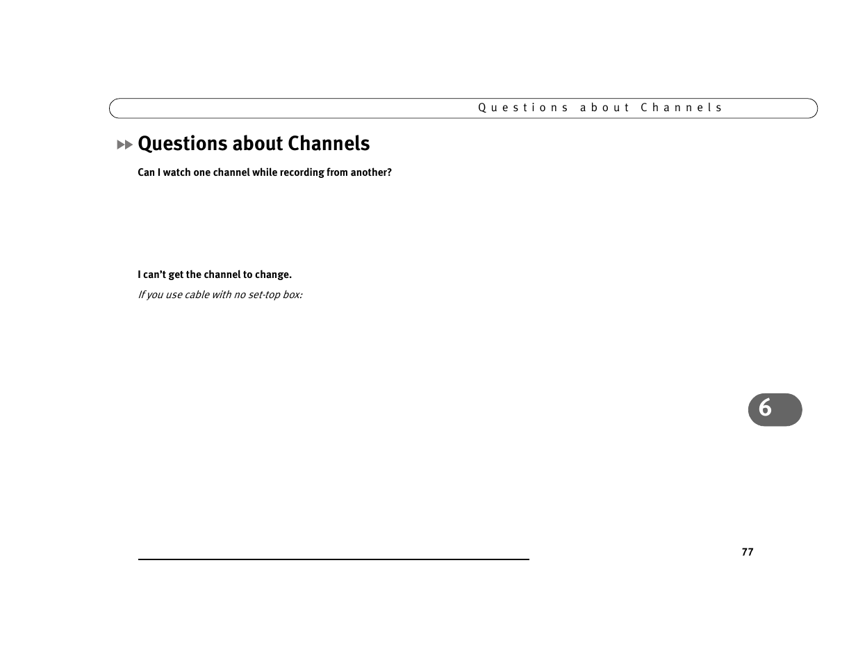 Questions about channels | Sony SVR-2000 User Manual | Page 84 / 107