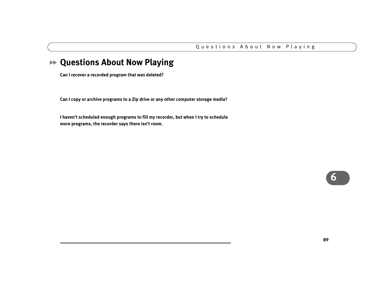 Questions about now playing | Sony SVR-2000 User Manual | Page 96 / 107