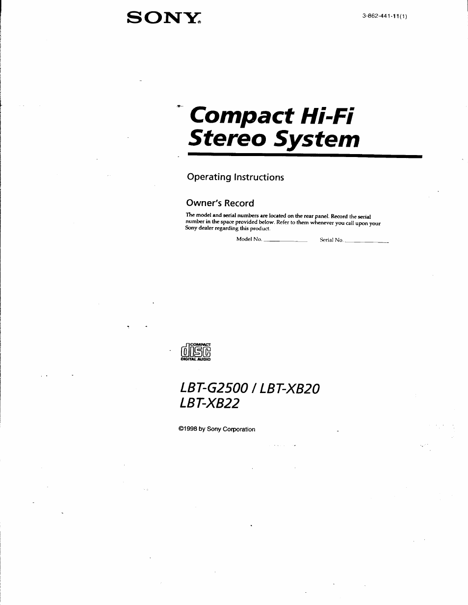 Sony LBT-G2500 User Manual | 35 pages