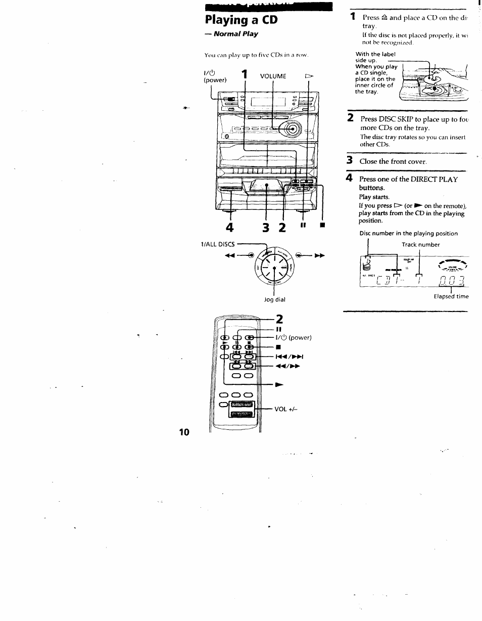 Playing a cd | Sony LBT-G2500 User Manual | Page 10 / 35