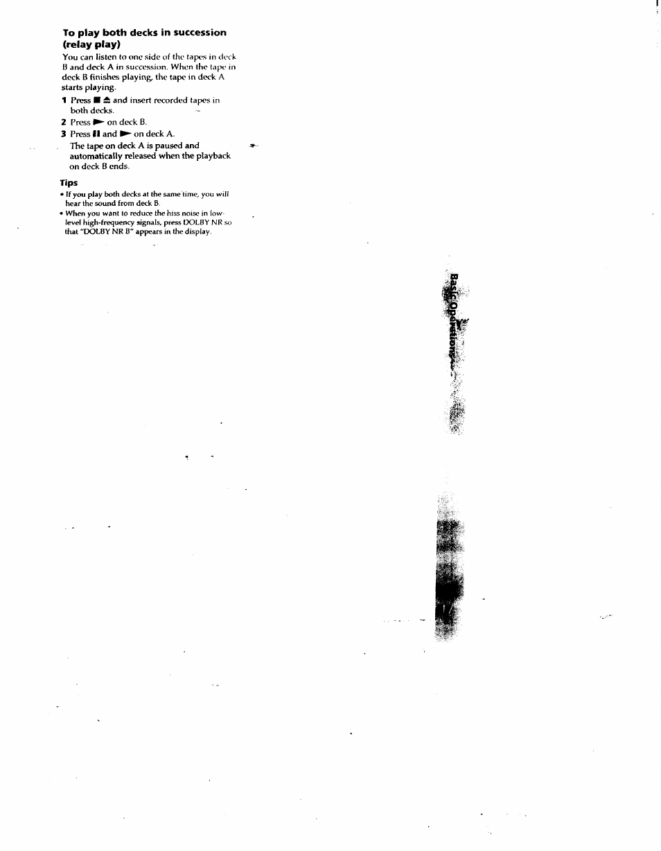 To play both decks in succession (relay play), Tips | Sony LBT-G2500 User Manual | Page 17 / 35