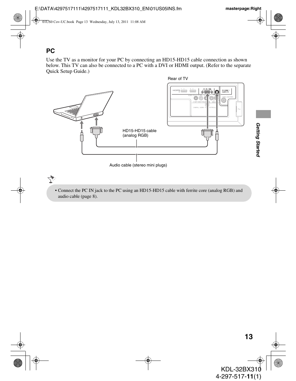 Sony KDL-32BX310 User Manual | Page 13 / 50