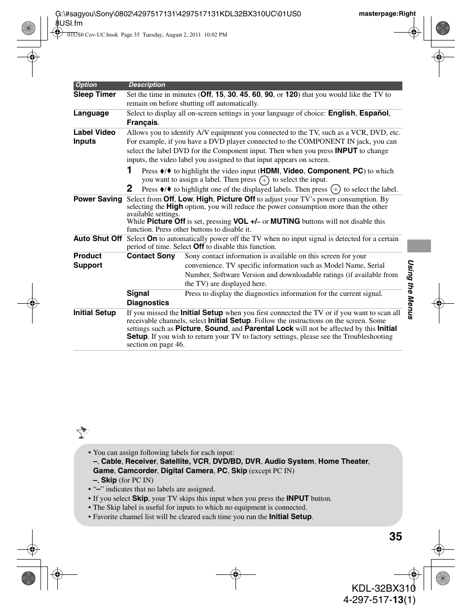 Sony KDL-32BX310 User Manual | Page 35 / 50