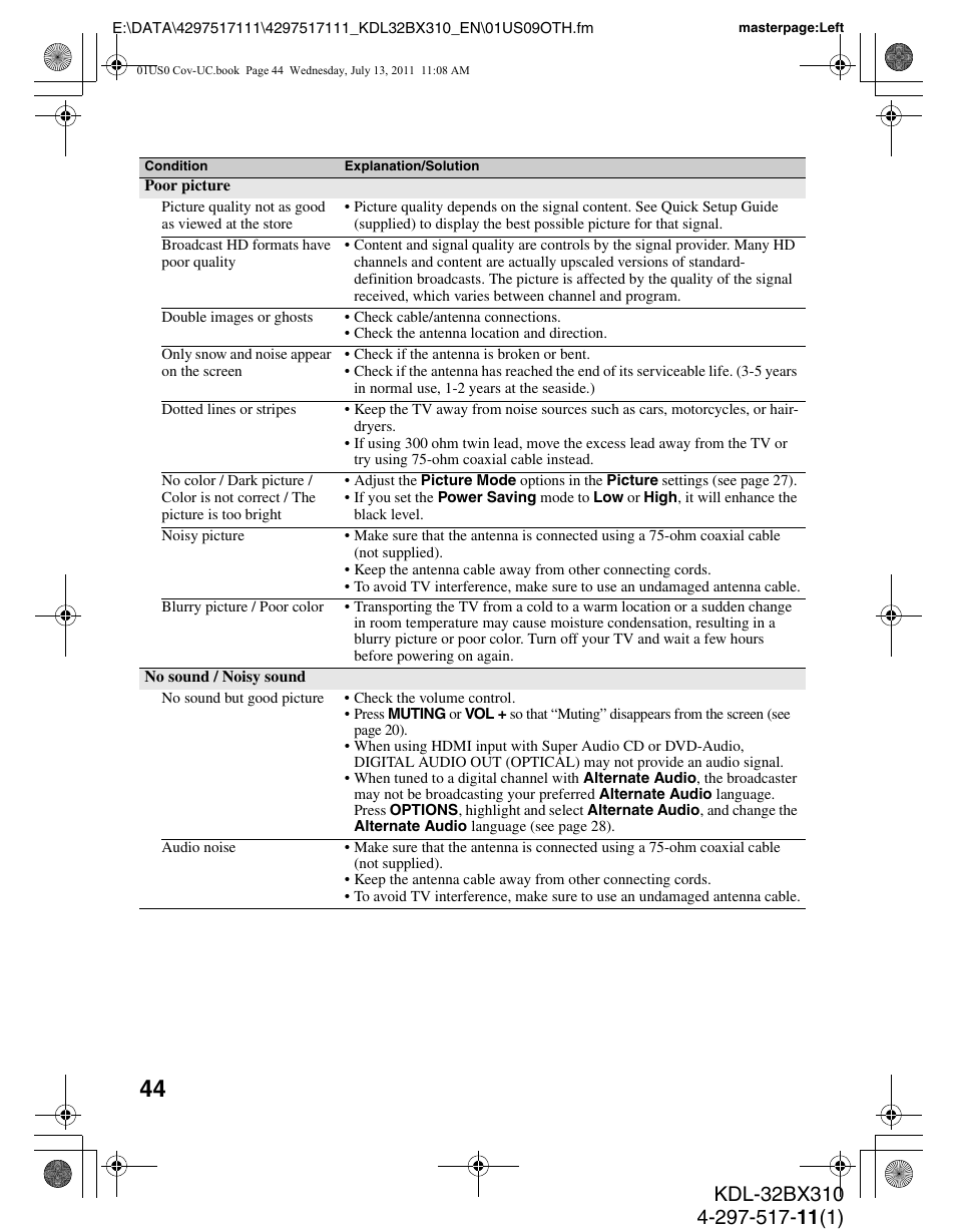 Sony KDL-32BX310 User Manual | Page 44 / 50