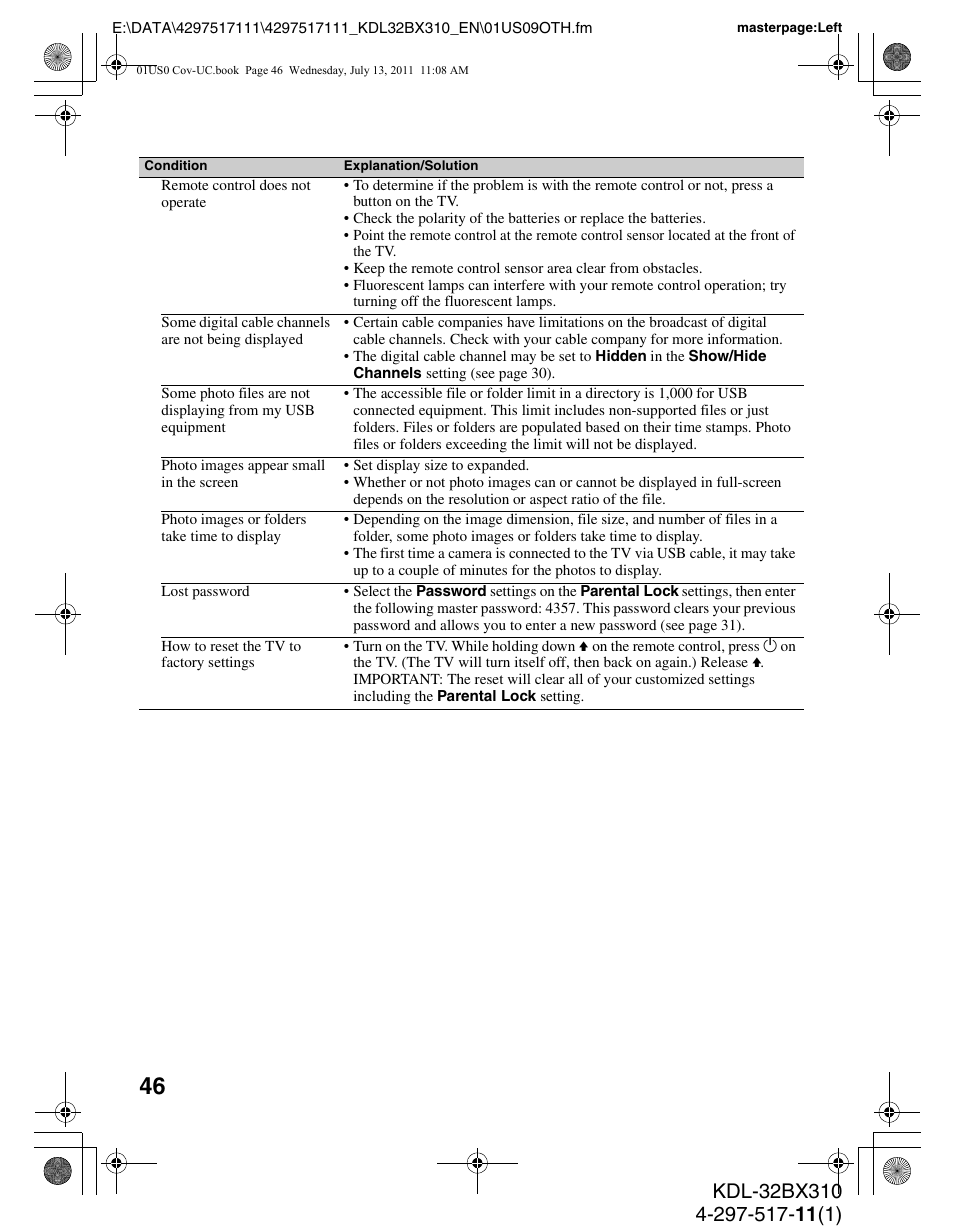 Sony KDL-32BX310 User Manual | Page 46 / 50