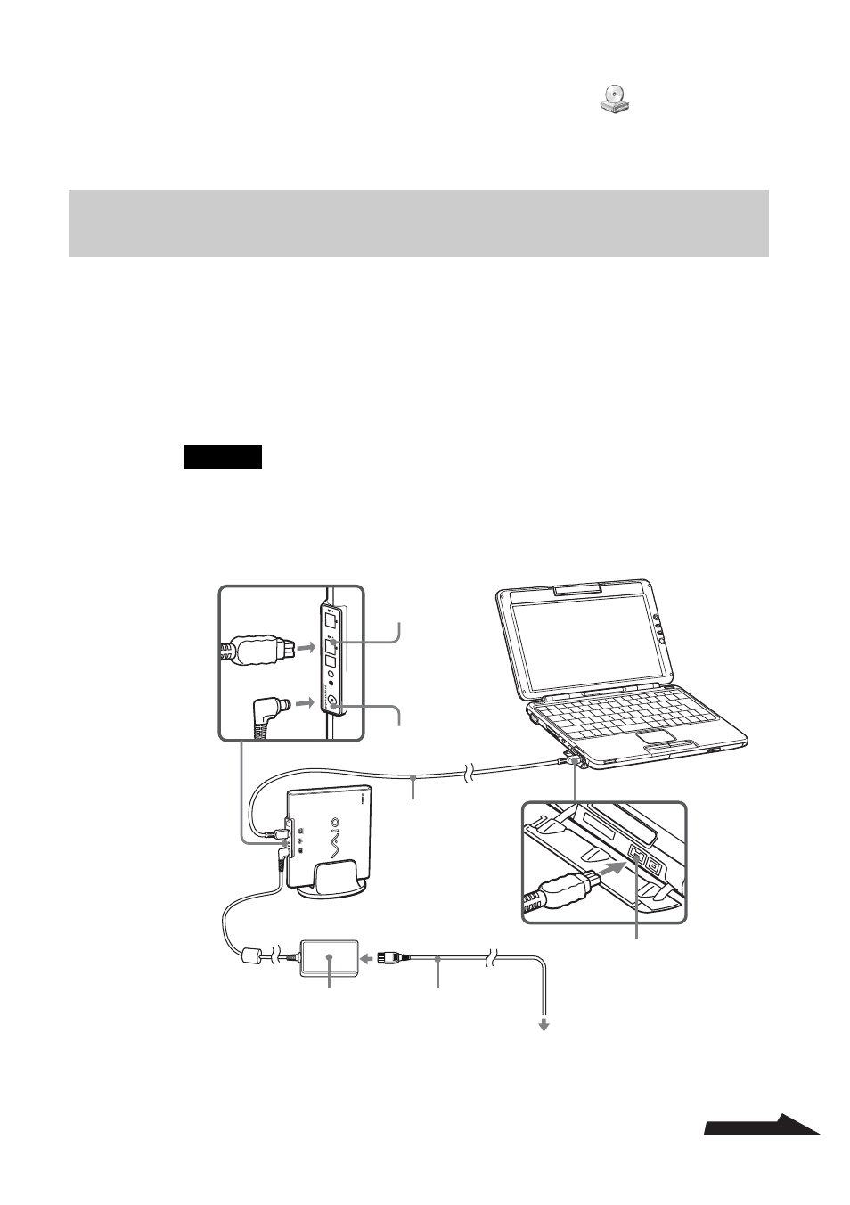 Anschließen des laufwerks an das, Notebook mit dem mitgelieferten i.link-kabel | Sony PCGA-DDRW1 User Manual | Page 71 / 168