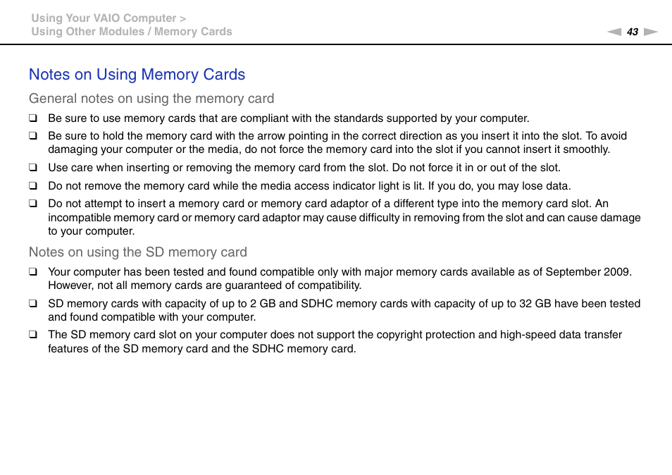 Sony VPCM111AX User Manual | Page 43 / 131