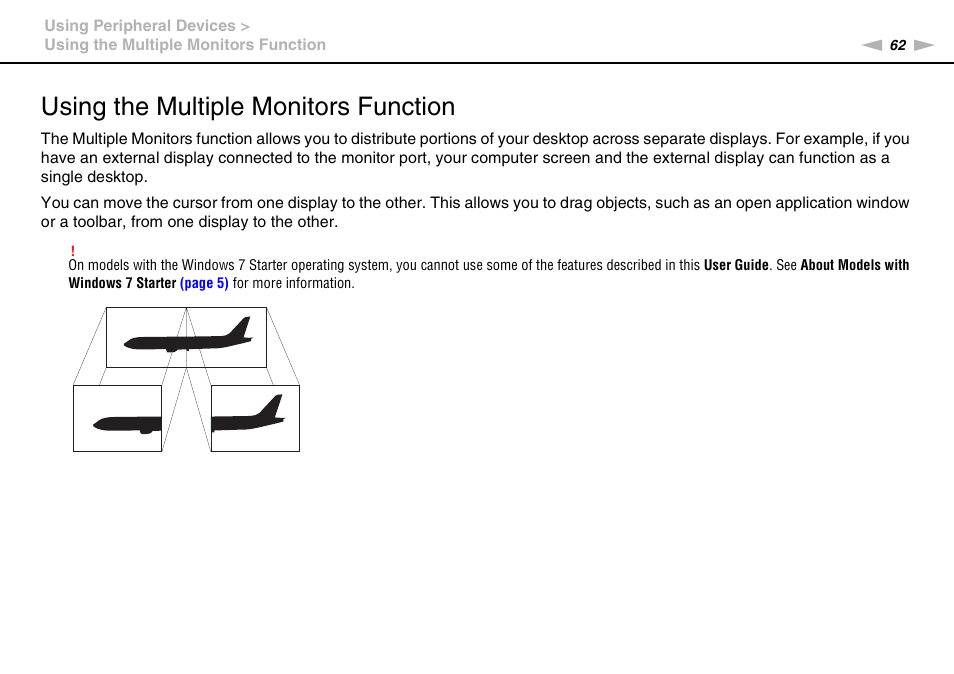 Using the multiple monitors function | Sony VPCM111AX User Manual | Page 62 / 131