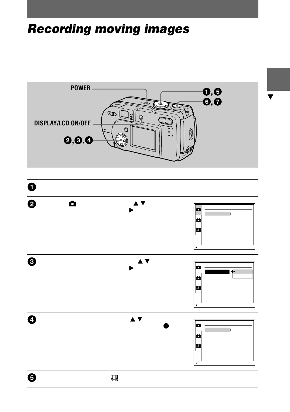 Recording moving images | Sony DSC-P20 User Manual | Page 25 / 88