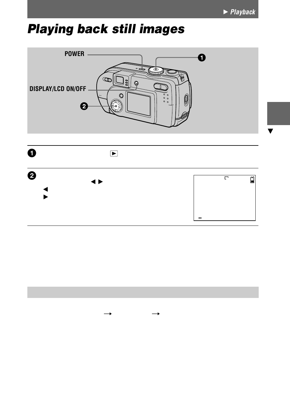 B playback, Playing back still images | Sony DSC-P20 User Manual | Page 27 / 88