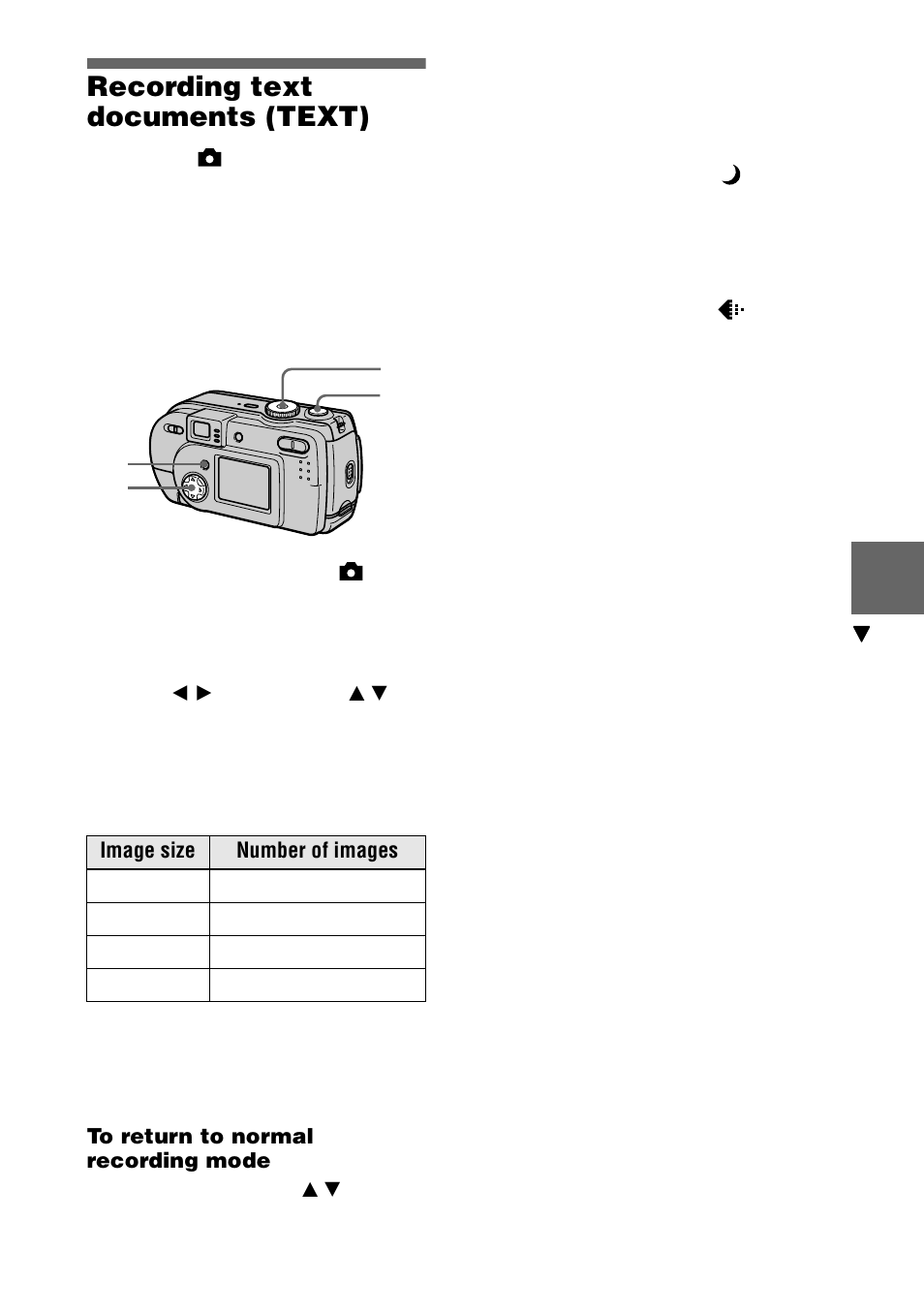 Recording text documents (text), 47 recording text documents (text) | Sony DSC-P20 User Manual | Page 47 / 88