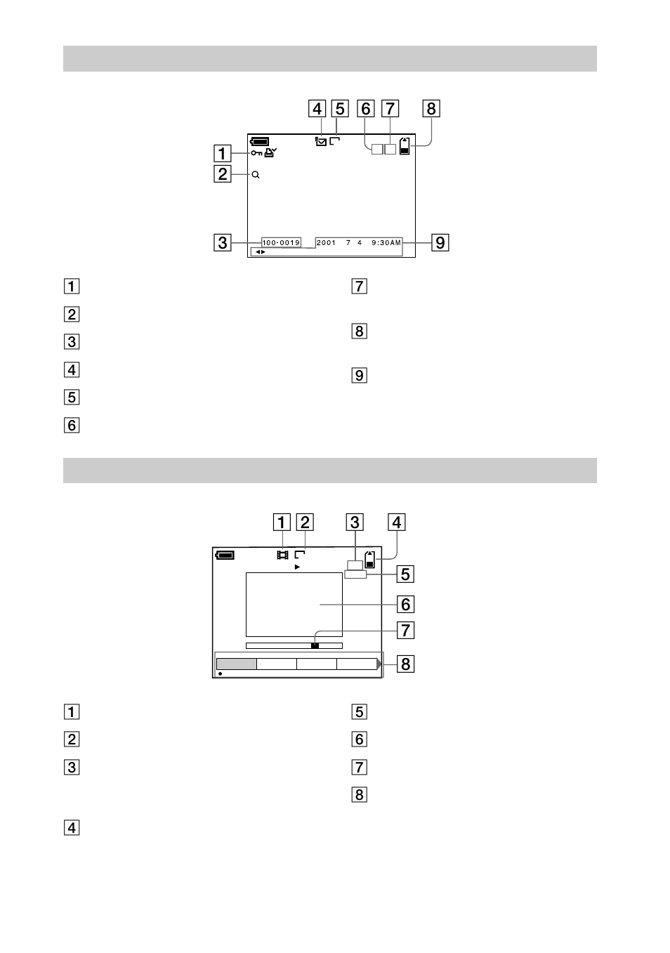 When playing back still images, When playing back moving images | Sony DSC-P20 User Manual | Page 84 / 88