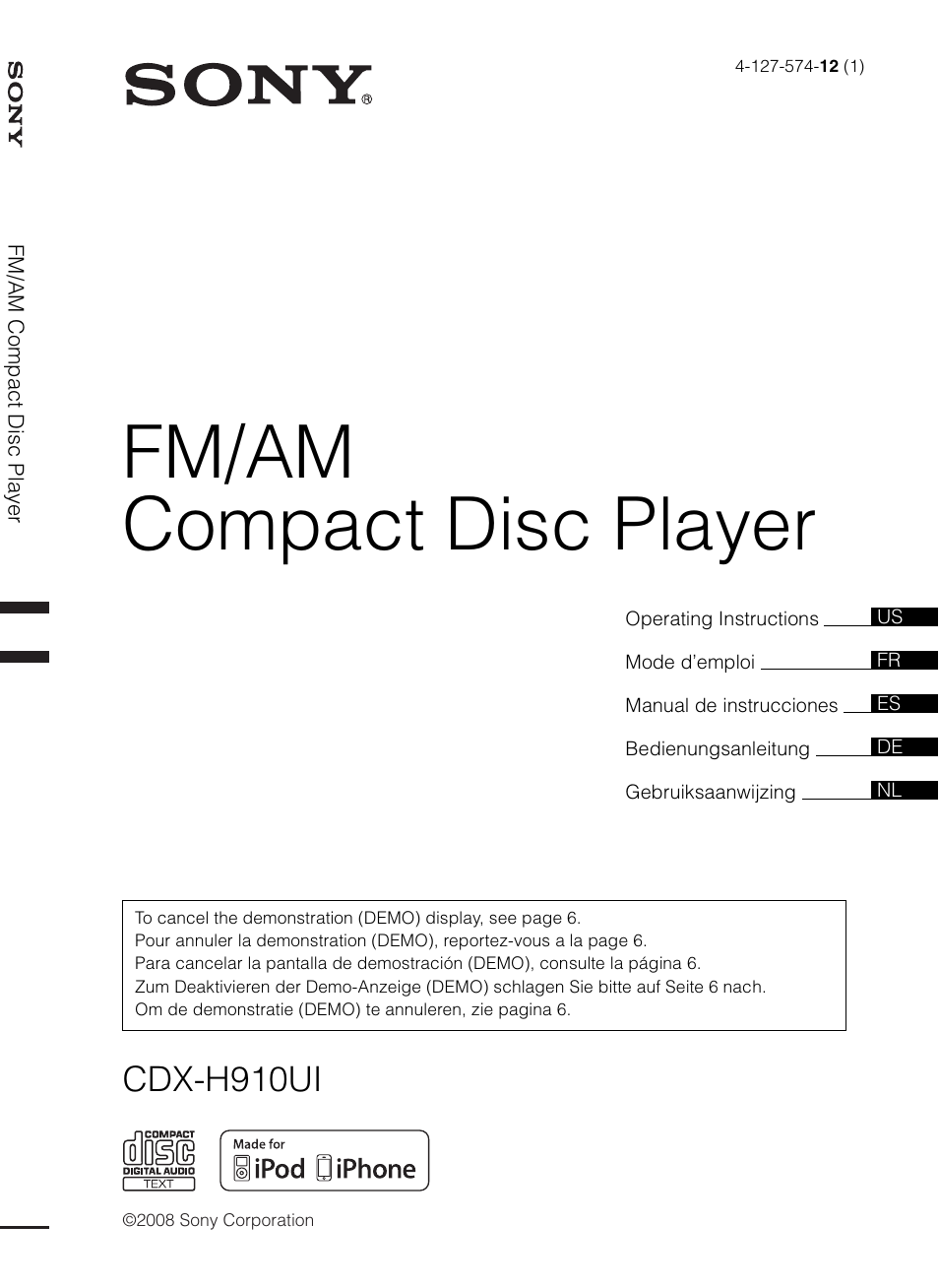 Sony CDX-H910UI User Manual | 132 pages
