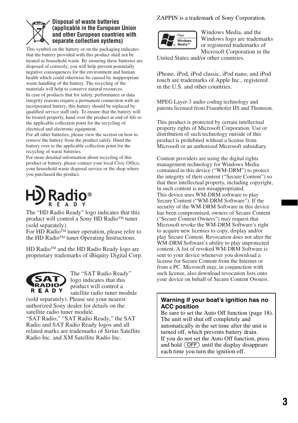 Sony CDX-H910UI User Manual | Page 3 / 132