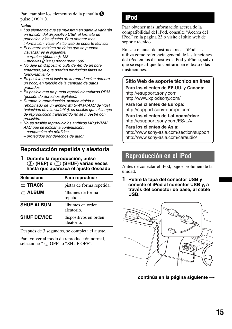 Reproducción repetida y aleatoria, Ipod, Reproducción en el ipod | Sony CDX-H910UI User Manual | Page 65 / 132