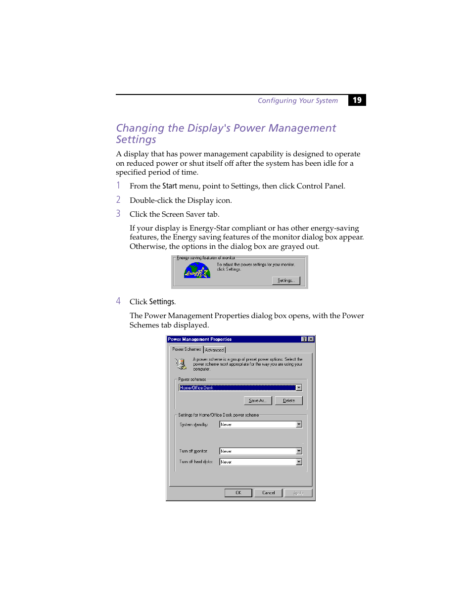 Changing the display's power management settings | Sony PCV-E314DS User Manual | Page 27 / 114