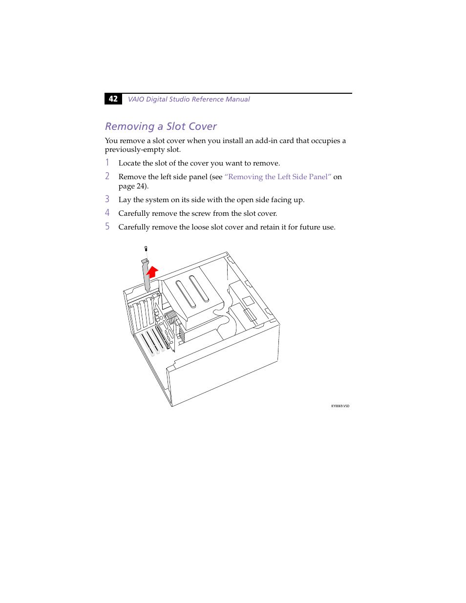 Removing a slot cover | Sony PCV-E314DS User Manual | Page 50 / 114