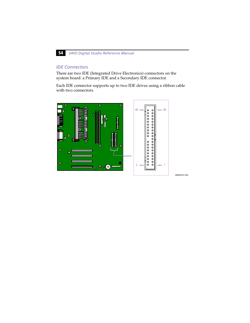 Ide connectors, 54 ide connectors | Sony PCV-E314DS User Manual | Page 62 / 114