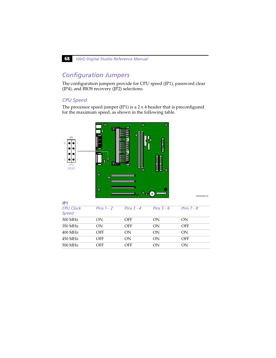 Configuration jumpers, Cpu speed | Sony PCV-E314DS User Manual | Page 76 / 114