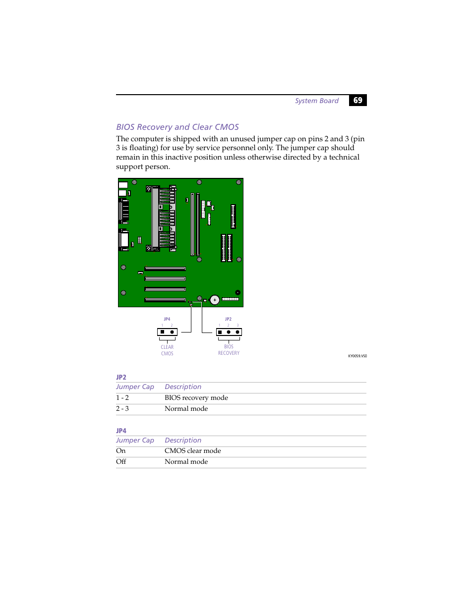 Bios recovery and clear cmos, 69 bios recovery and clear cmos | Sony PCV-E314DS User Manual | Page 77 / 114