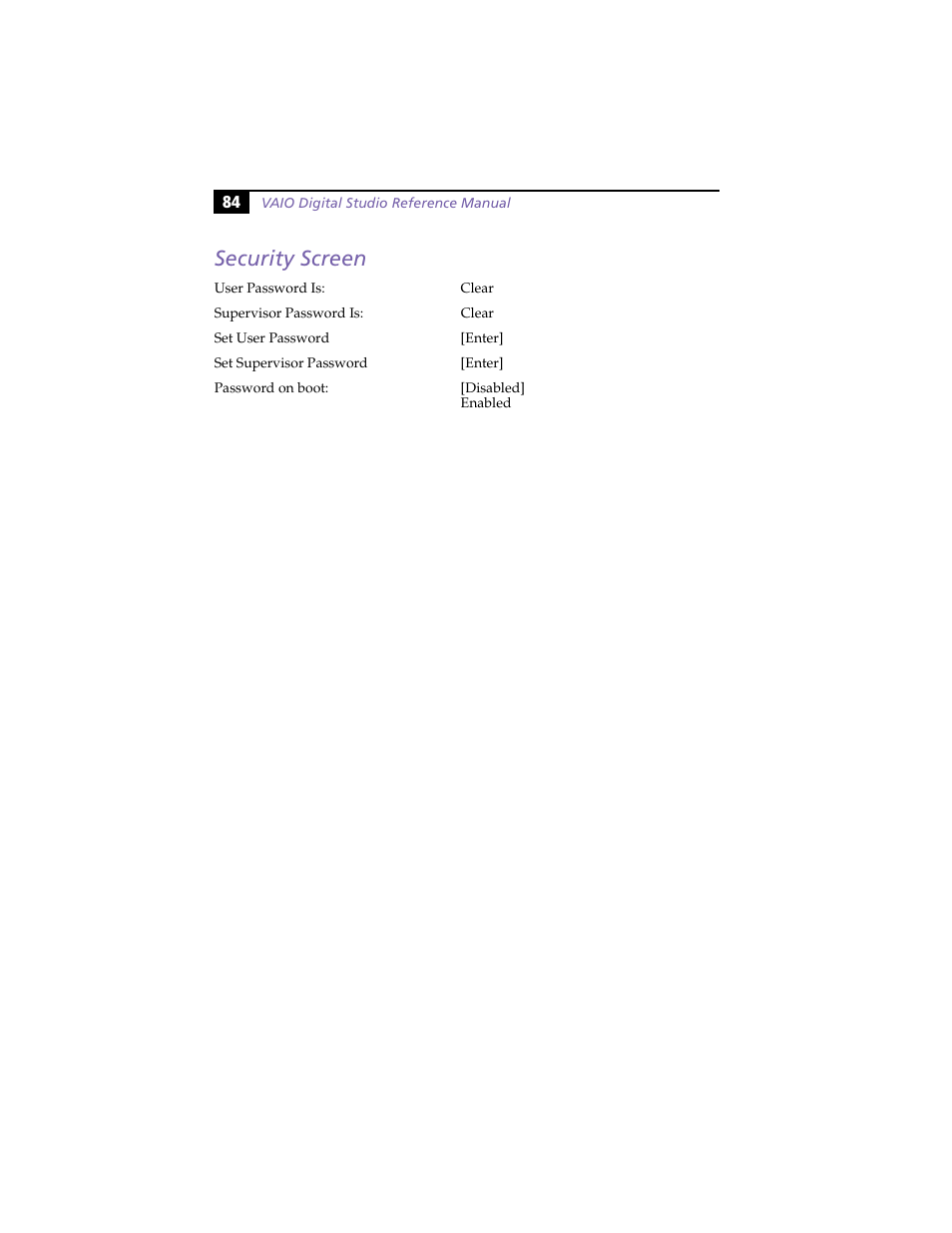 Security screen | Sony PCV-E314DS User Manual | Page 92 / 114