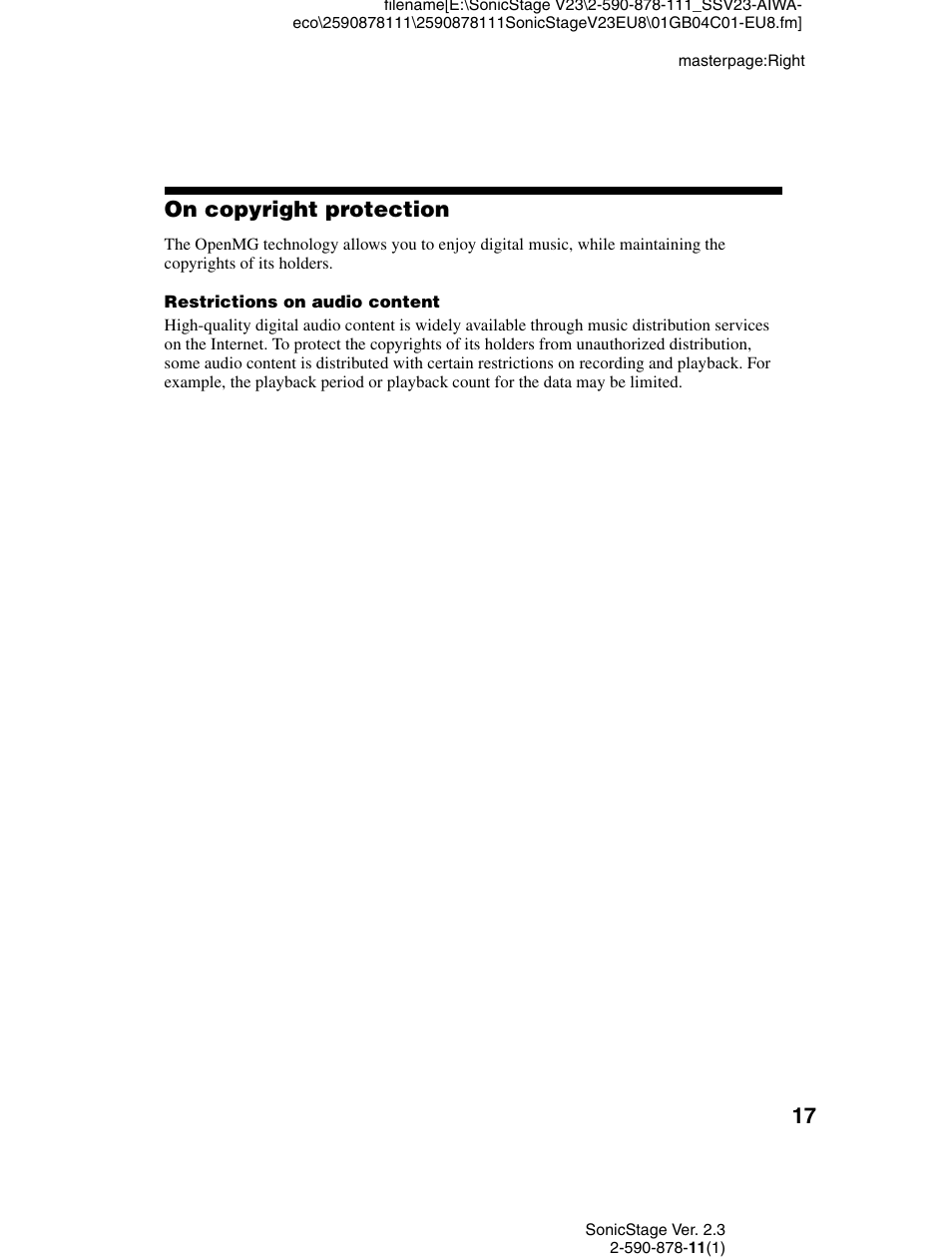 On copyright protection | Sony VGF-AP1L User Manual | Page 17 / 20