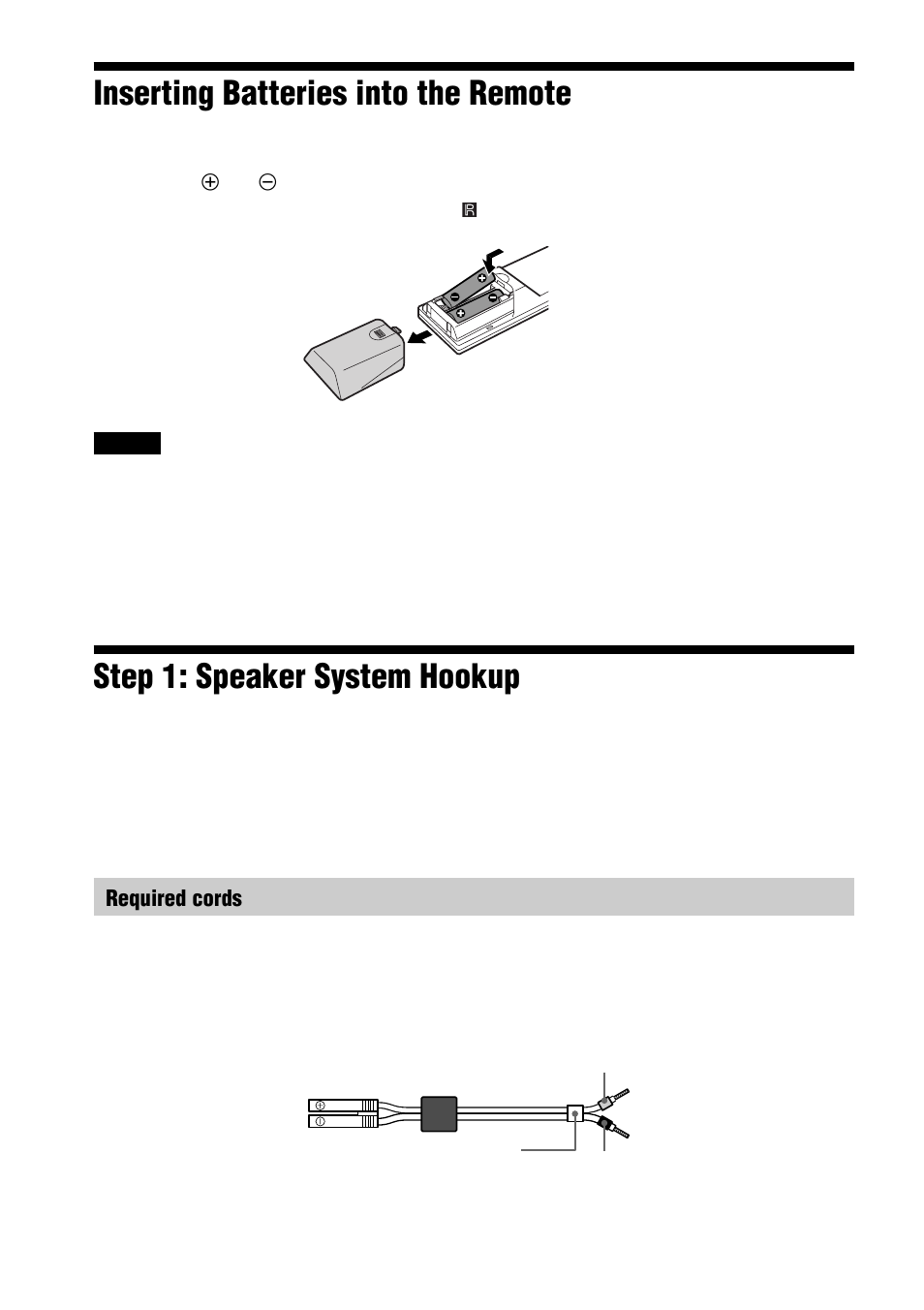 Step 1: speaker system hookup, Inserting batteries into the remote | Sony DAV-C990 User Manual | Page 18 / 88