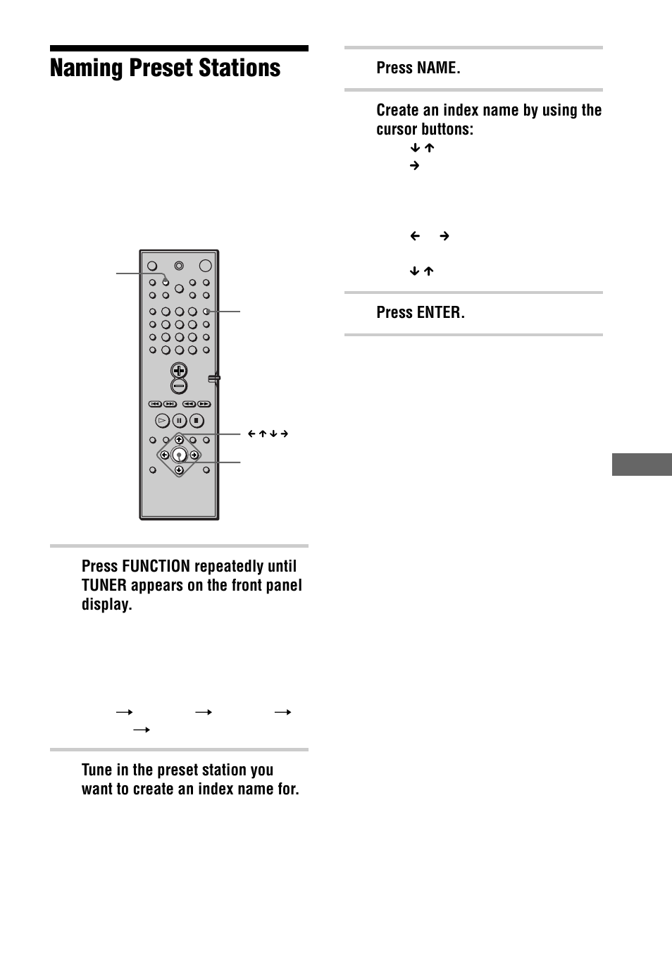 Naming preset stations | Sony DAV-C990 User Manual | Page 65 / 88