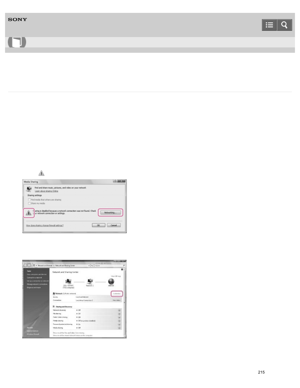 Setting your pc as a dlna server (windows vista), Set a windows vista pc for use as a dlna server, Help guide | Sony SRS-X9 User Manual | Page 228 / 349
