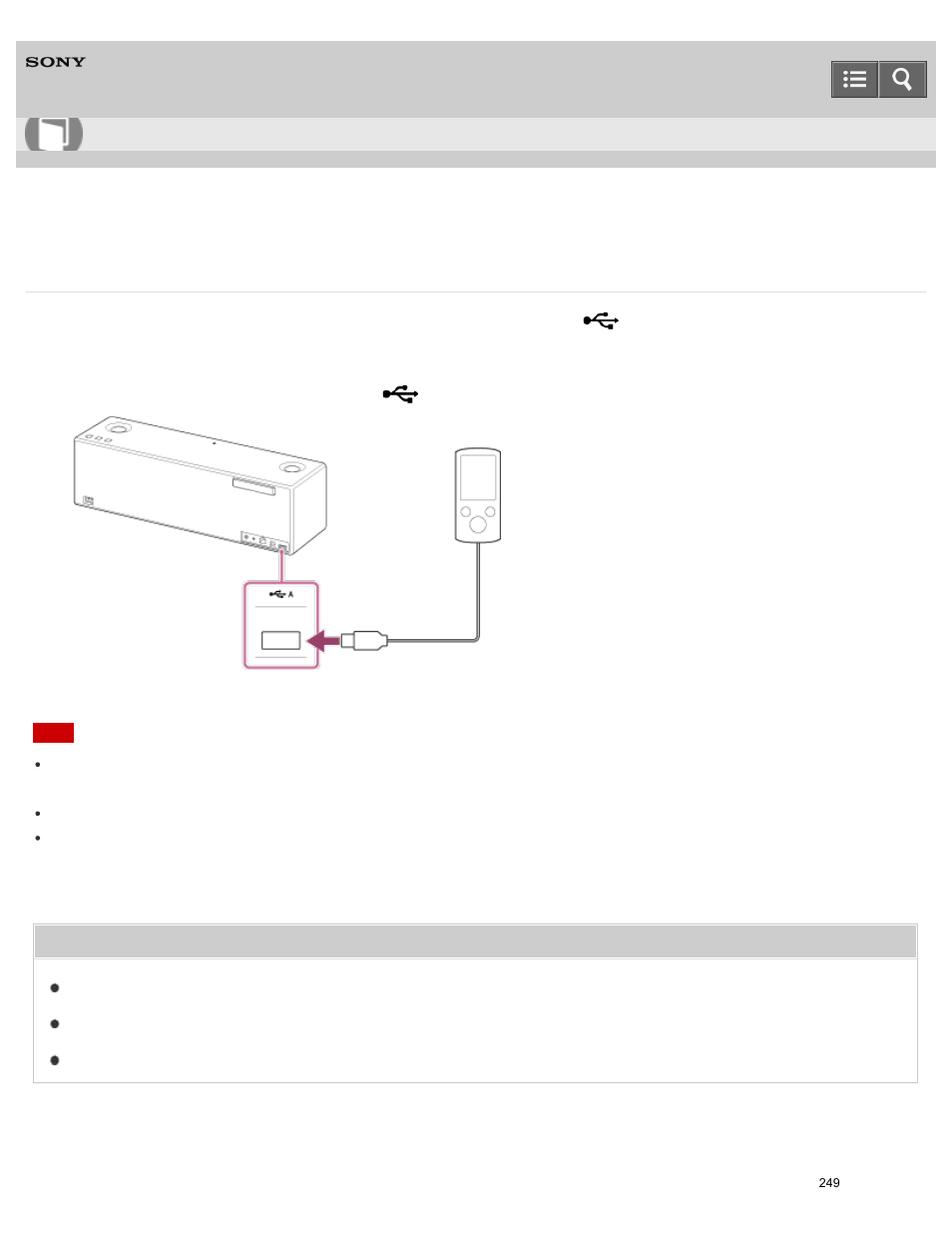 Connecting a walkman, You can connect a walkman to the usb a port, Help guide | Sony SRS-X9 User Manual | Page 262 / 349