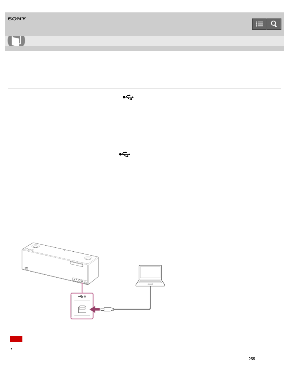 You can connect a pc or mac to the usb b port, Help guide | Sony SRS-X9 User Manual | Page 268 / 349