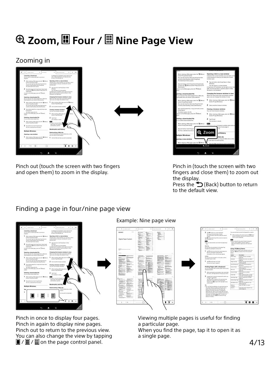 Zoom, four / nine page view | Sony DPT-S1 User Manual | Page 4 / 13