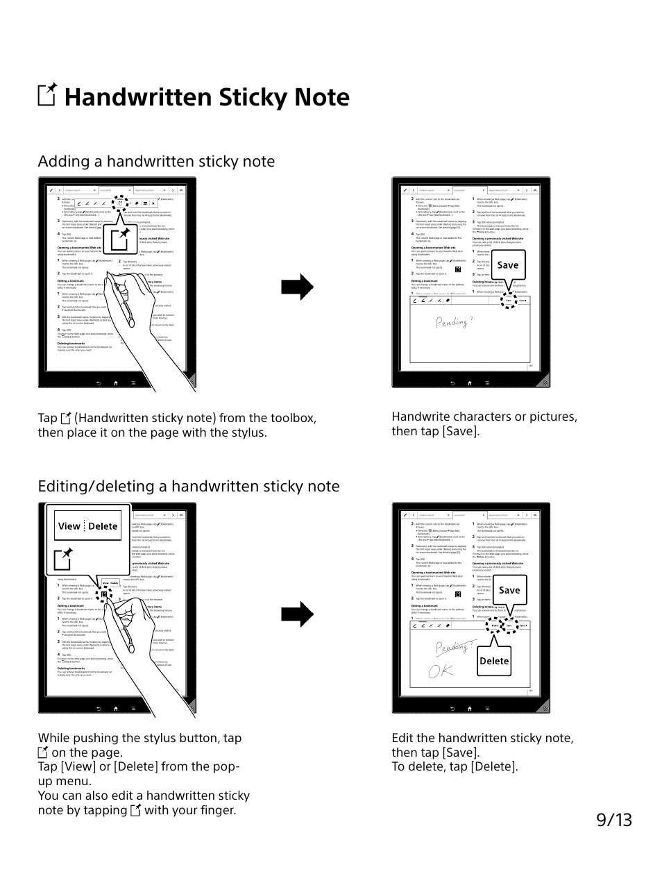 Handwritten sticky note | Sony DPT-S1 User Manual | Page 9 / 13