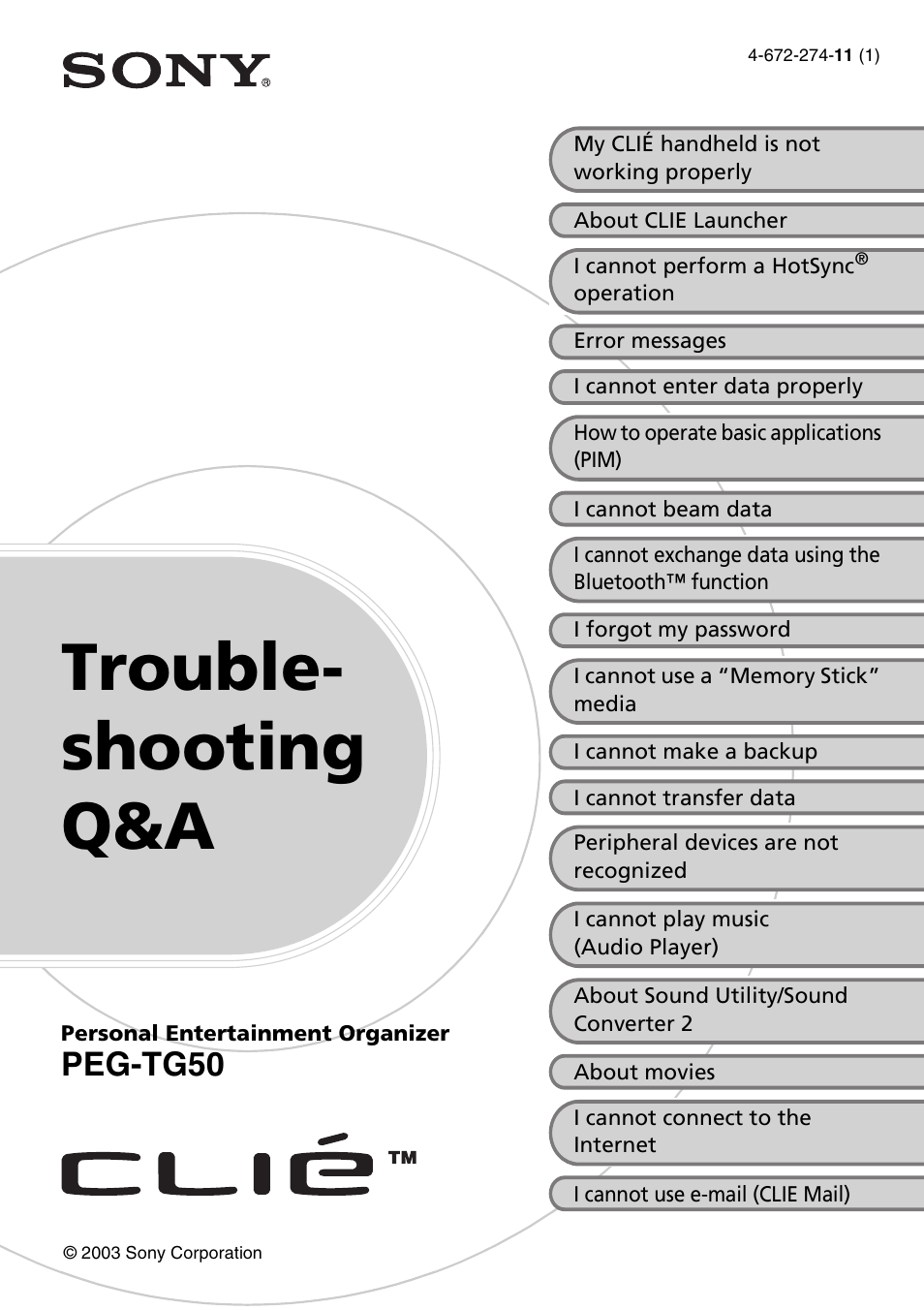 Sony PEG-TG50 User Manual | 56 pages