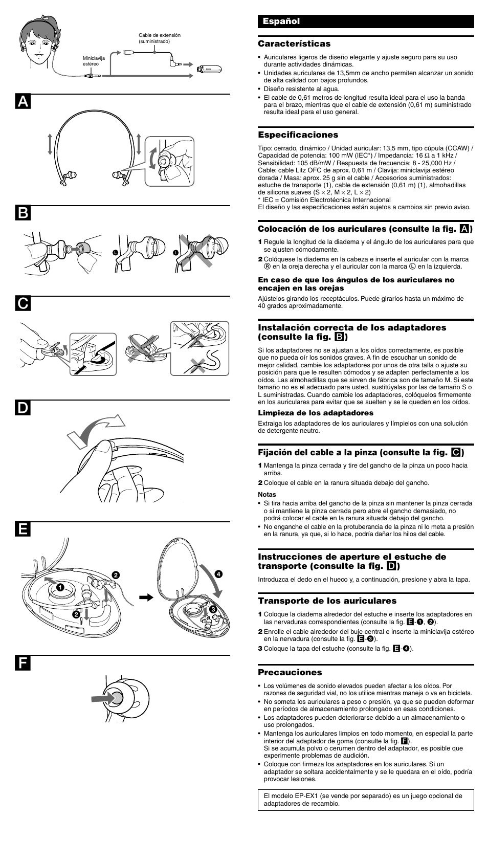 Ab c | Sony MDR-AS100W User Manual | Page 2 / 2